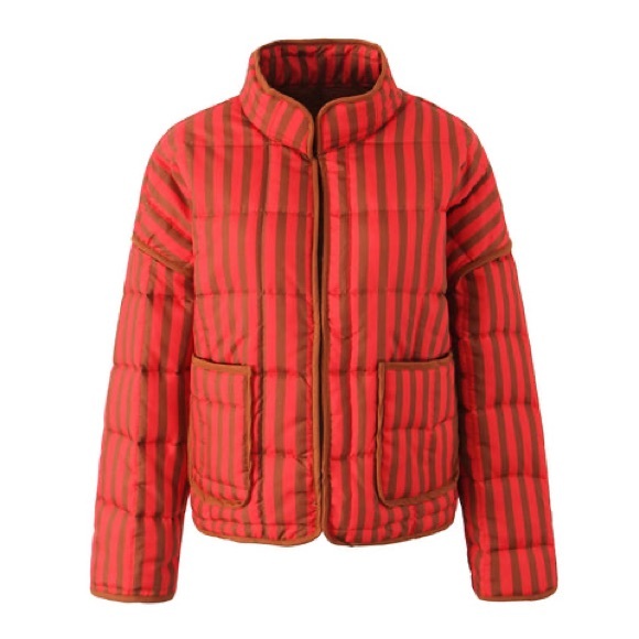 Boutique | Striped Red and Brown Oversized Women's Jacket Medium - Picture 5 of 9